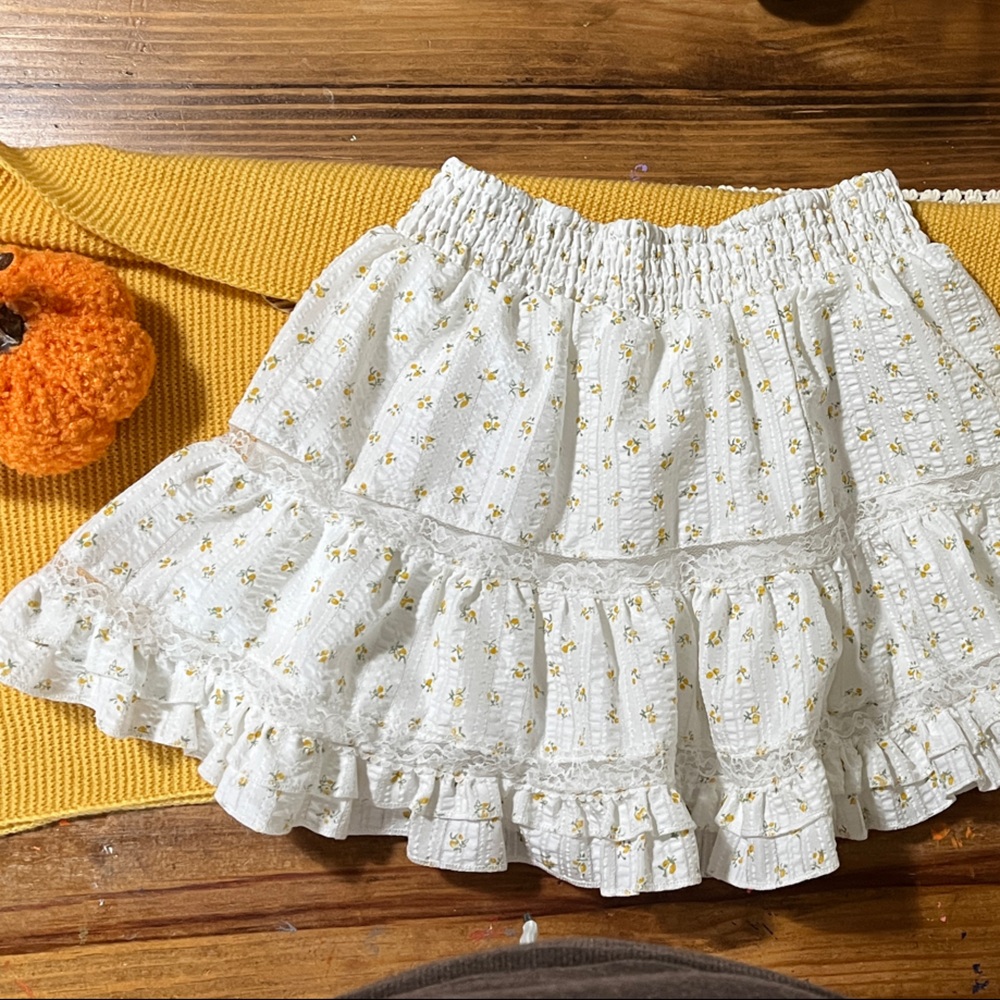 White & yellow Floral Skirt